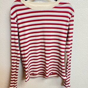 Baldwin Red and White Striped Long Sleeve Top